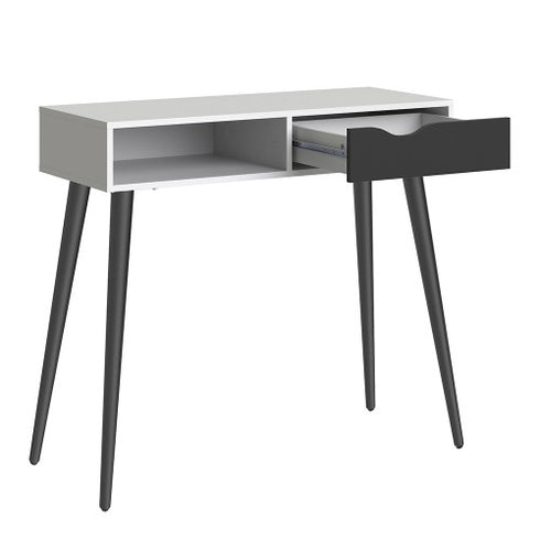 *Oslo Console Table 1 Drawer 1 Shelf in White and Black Matt